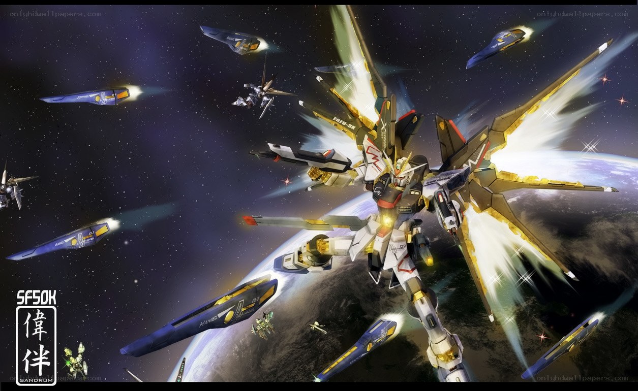 Gundam in space battle