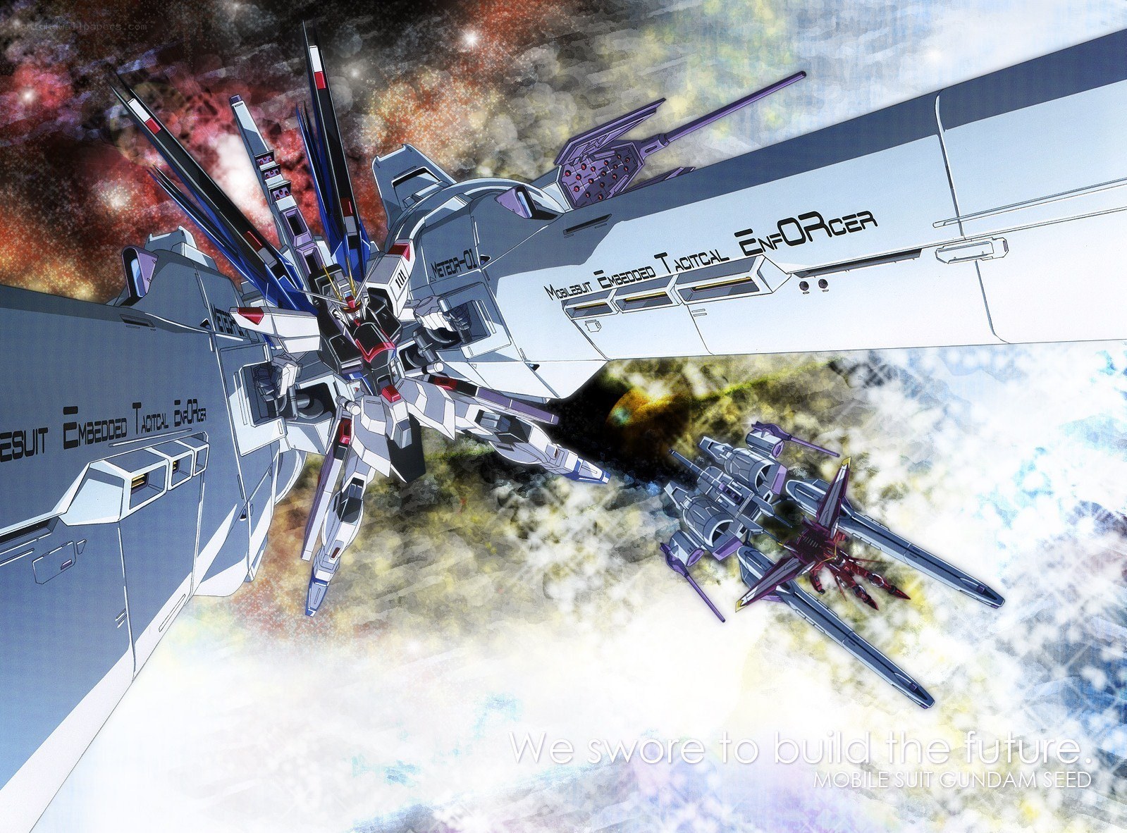 Gundam in space battle