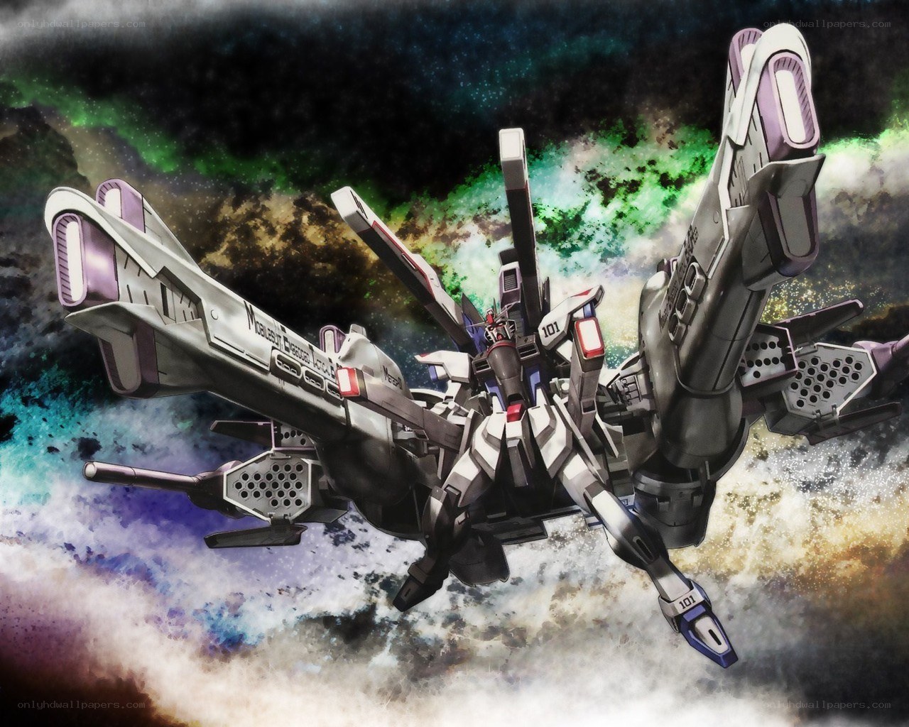 Gundam in space battle