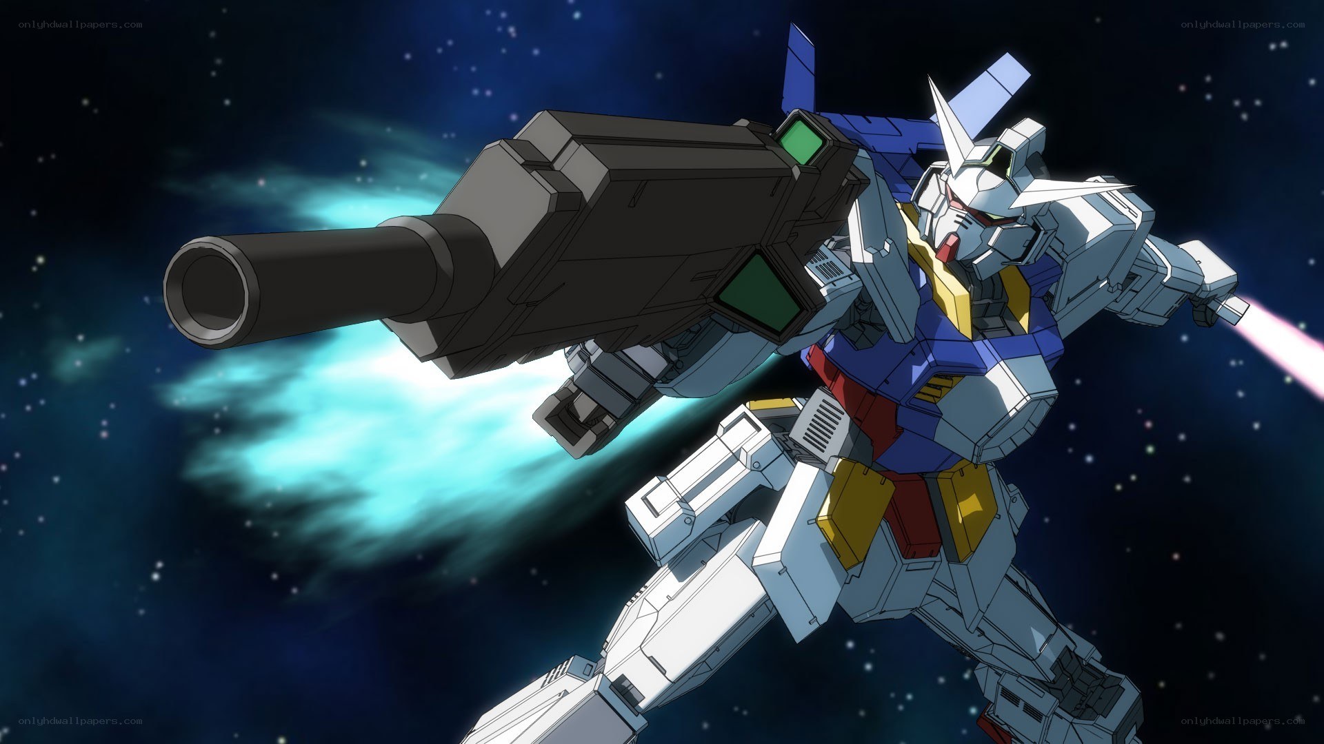 Gundam in space with cannon