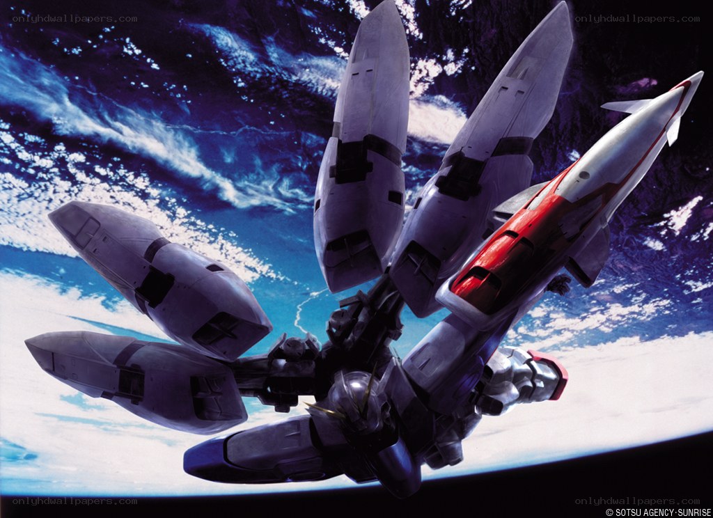 Gundam in space with Earth