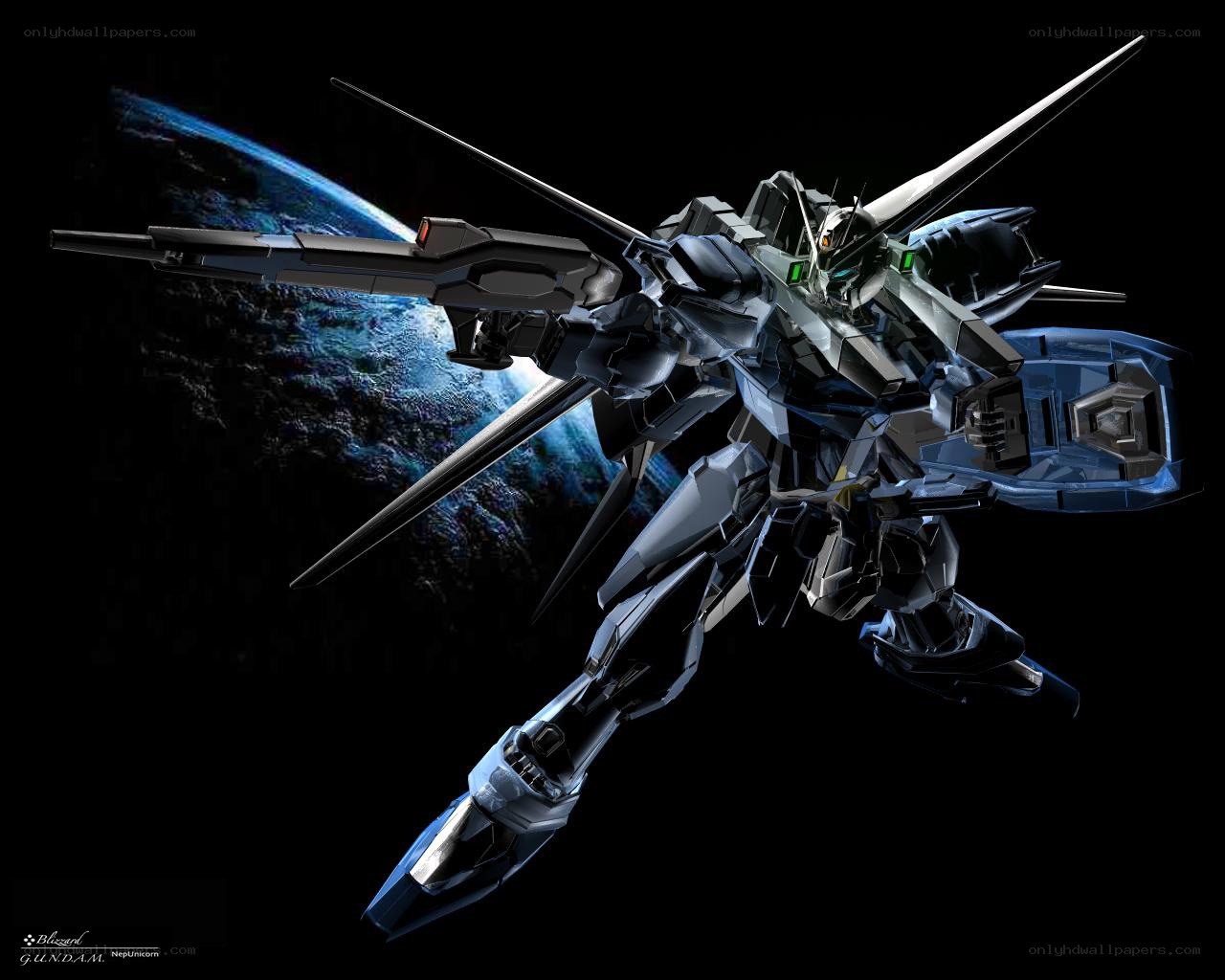 Gundam in space with Earth