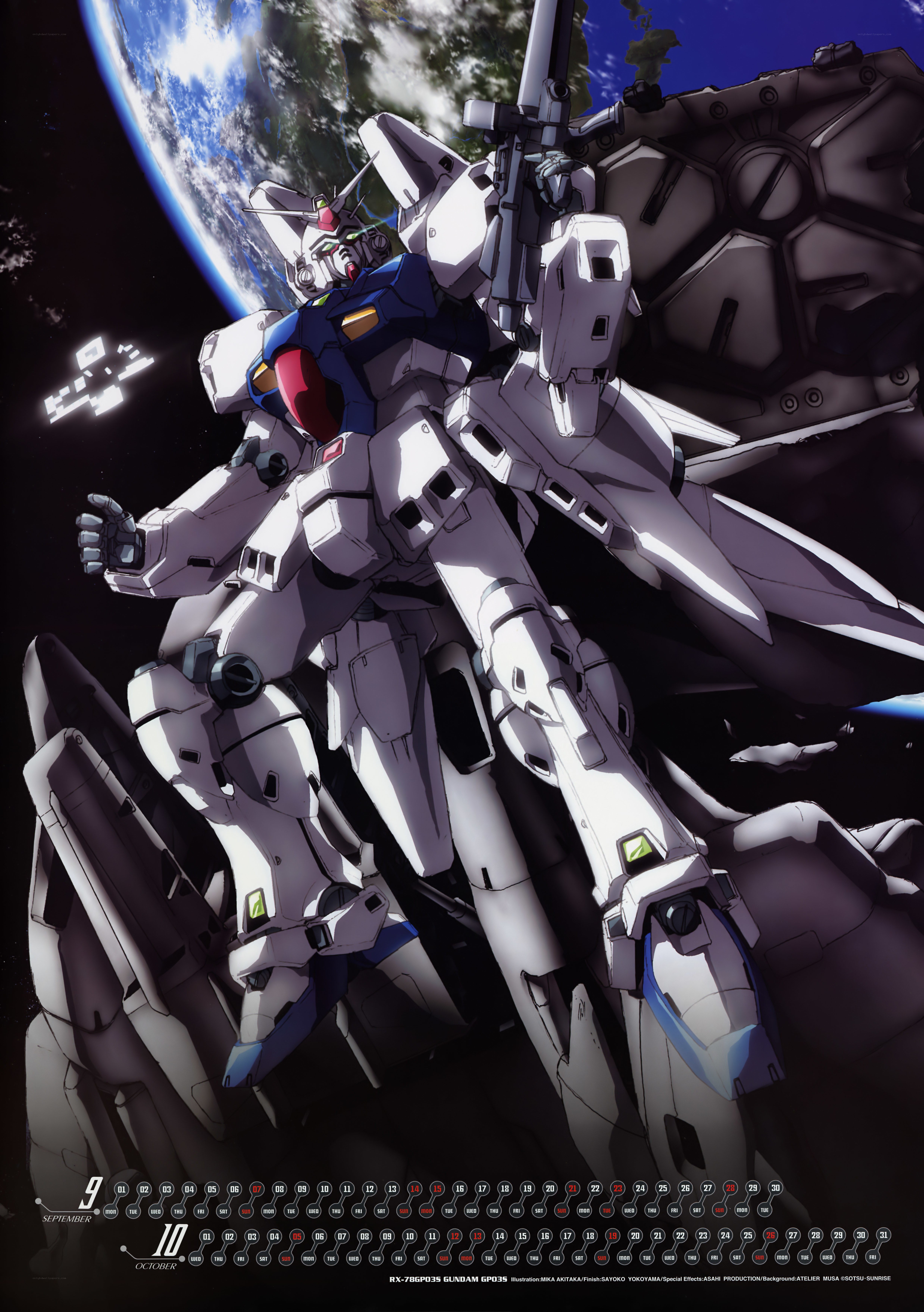 Gundam in space with Earth