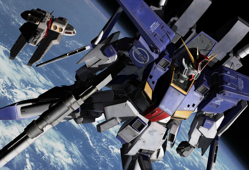 Gundam in space with Earth