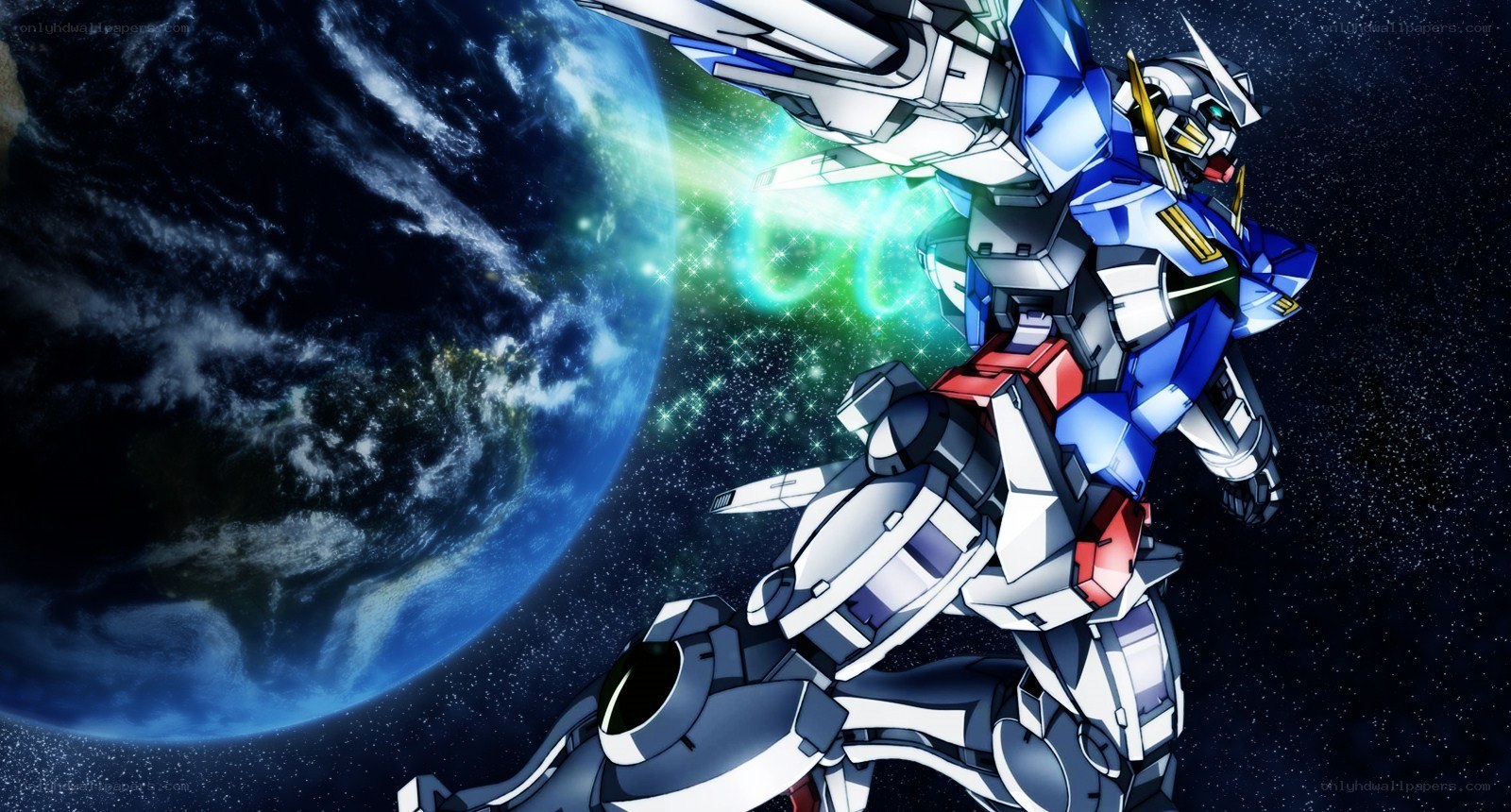Gundam in space with Earth