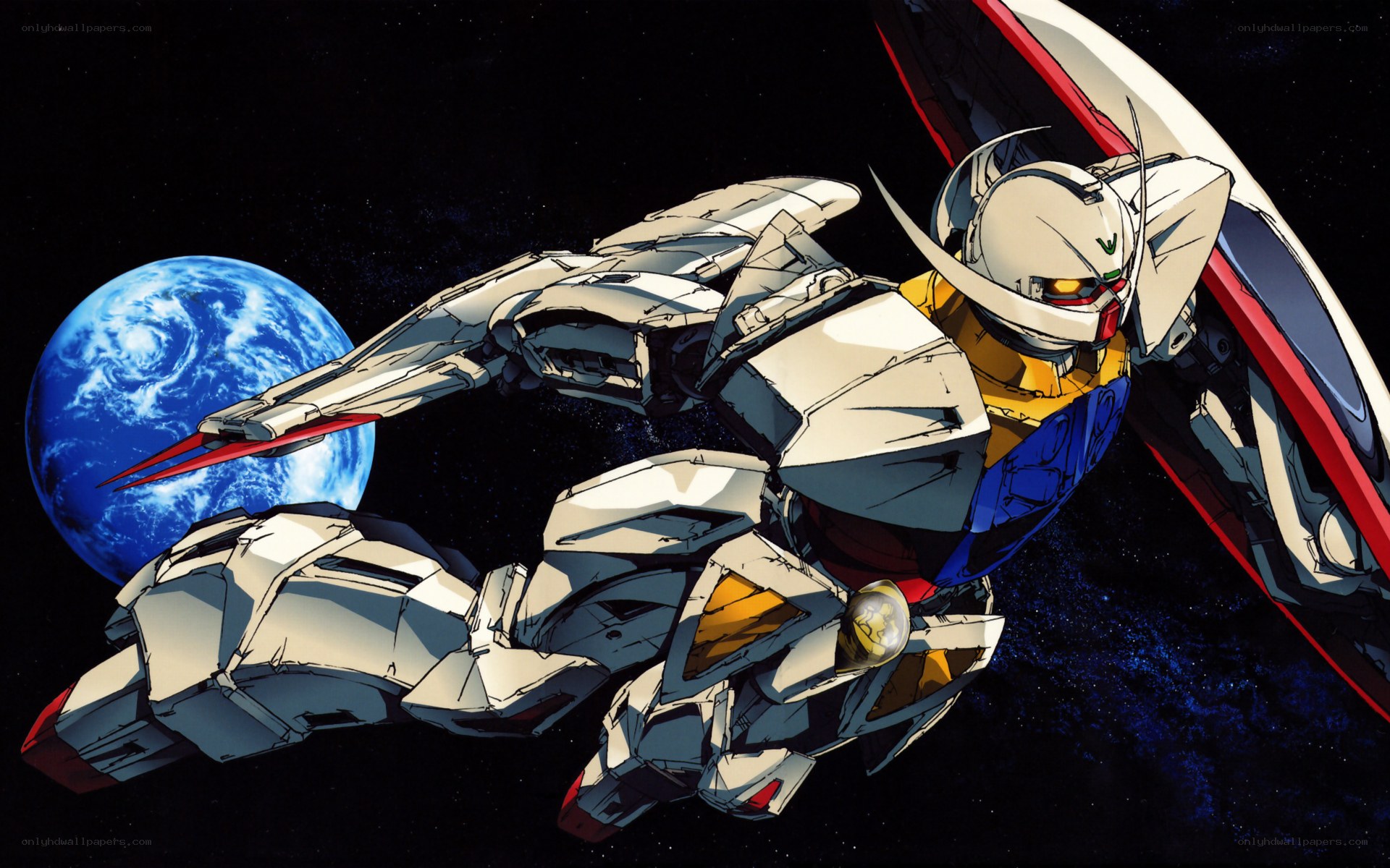 Gundam in space with Earth