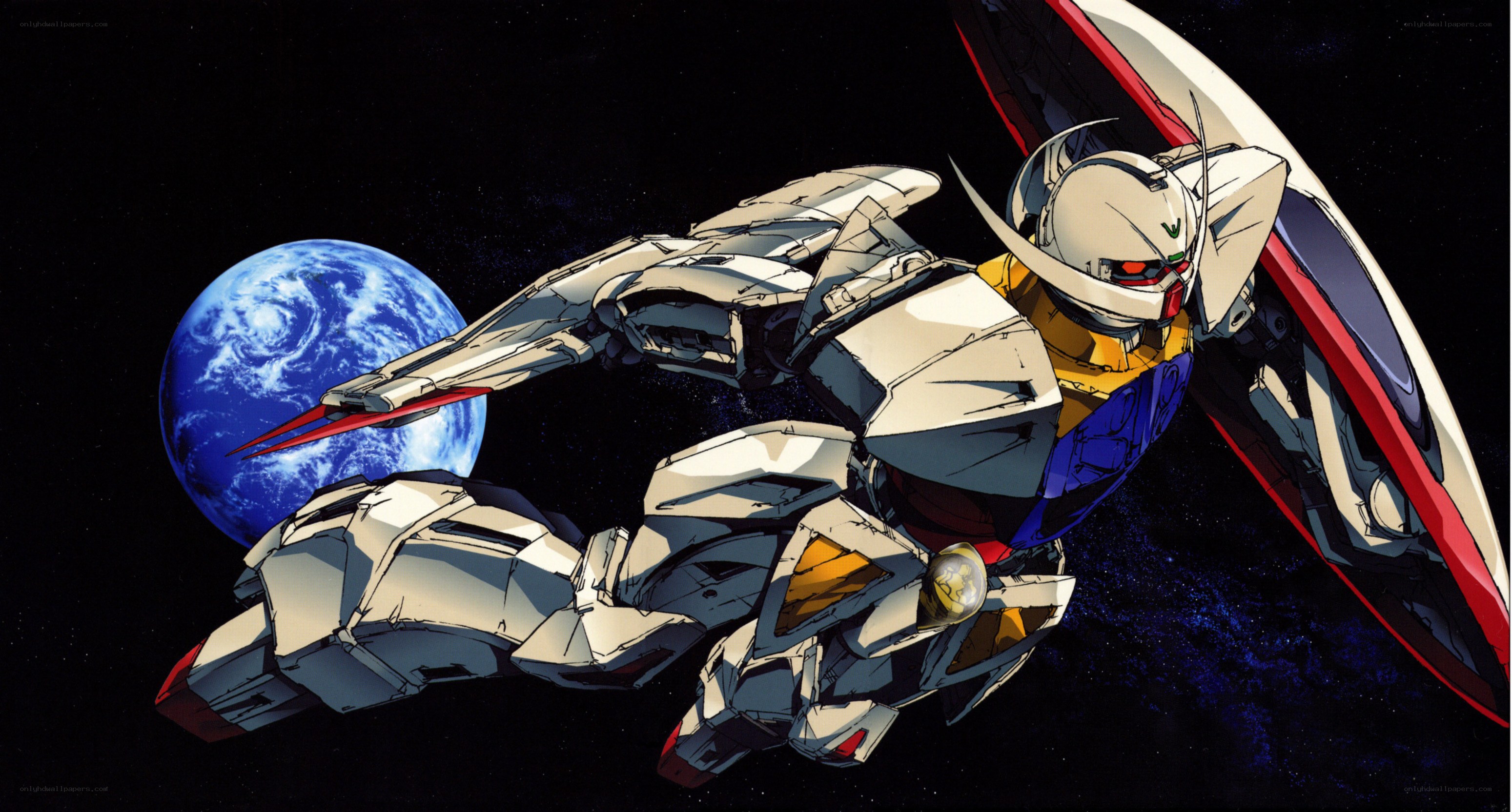Gundam in space with Earth