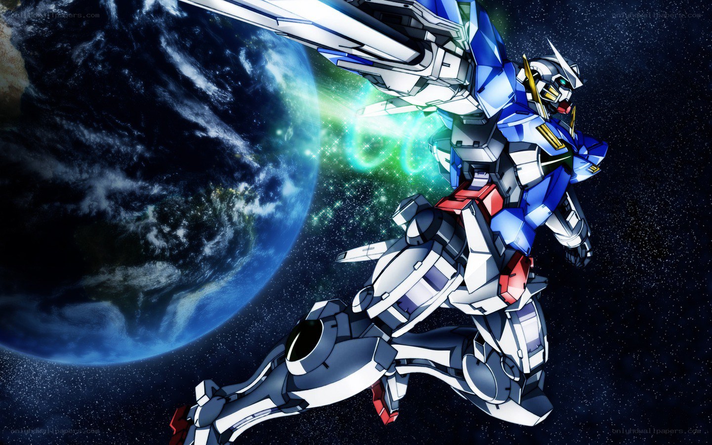Gundam in space with Earth