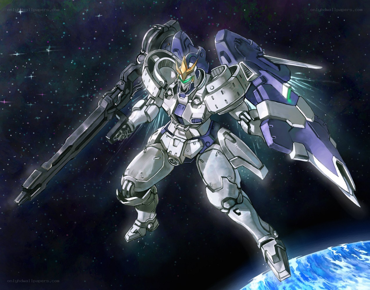 Gundam in space with Earth