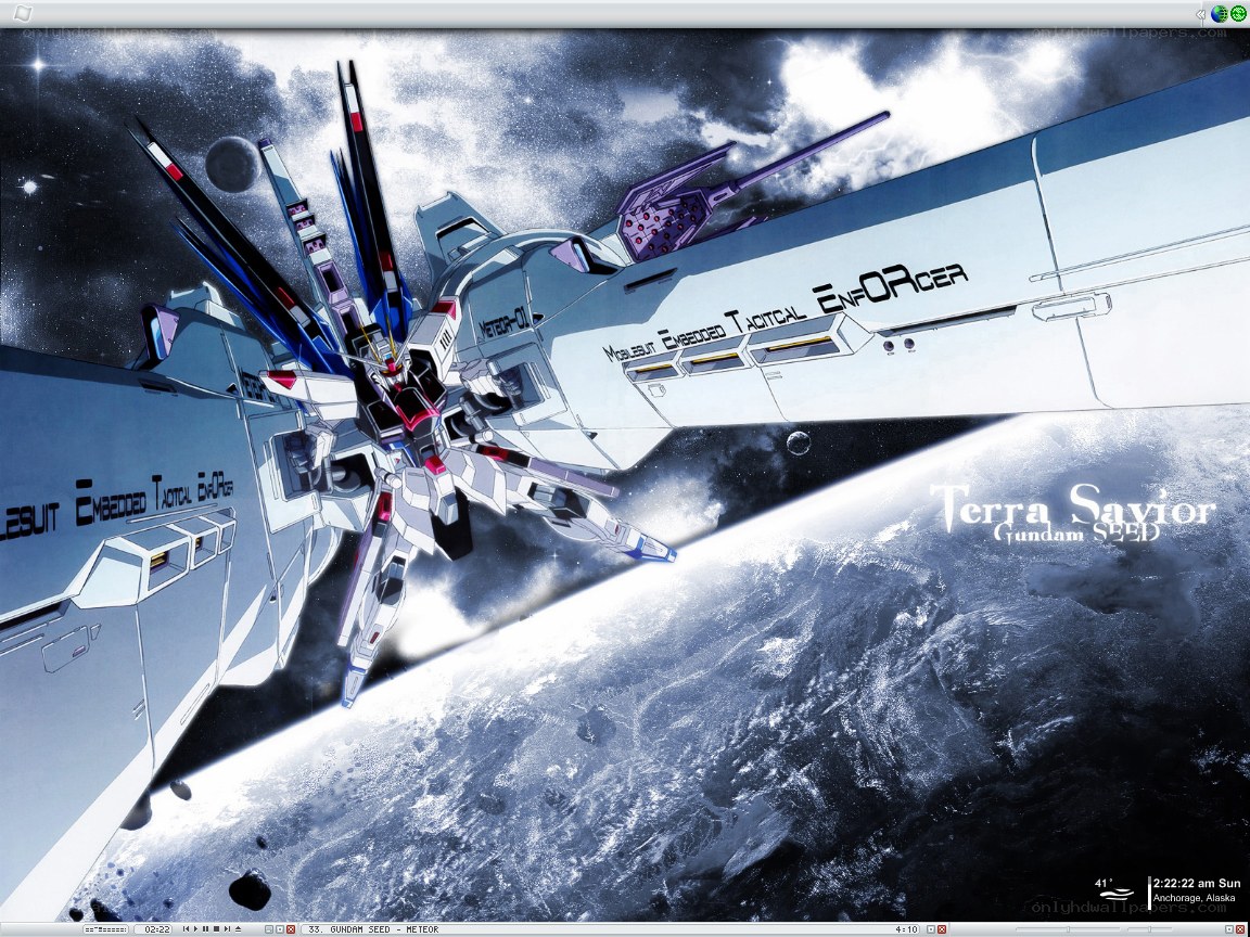 Gundam in space with Earth