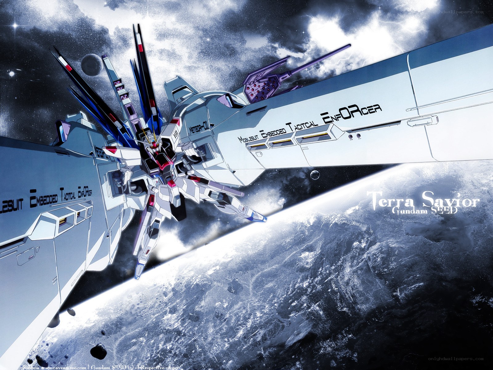 Gundam in space with Earth