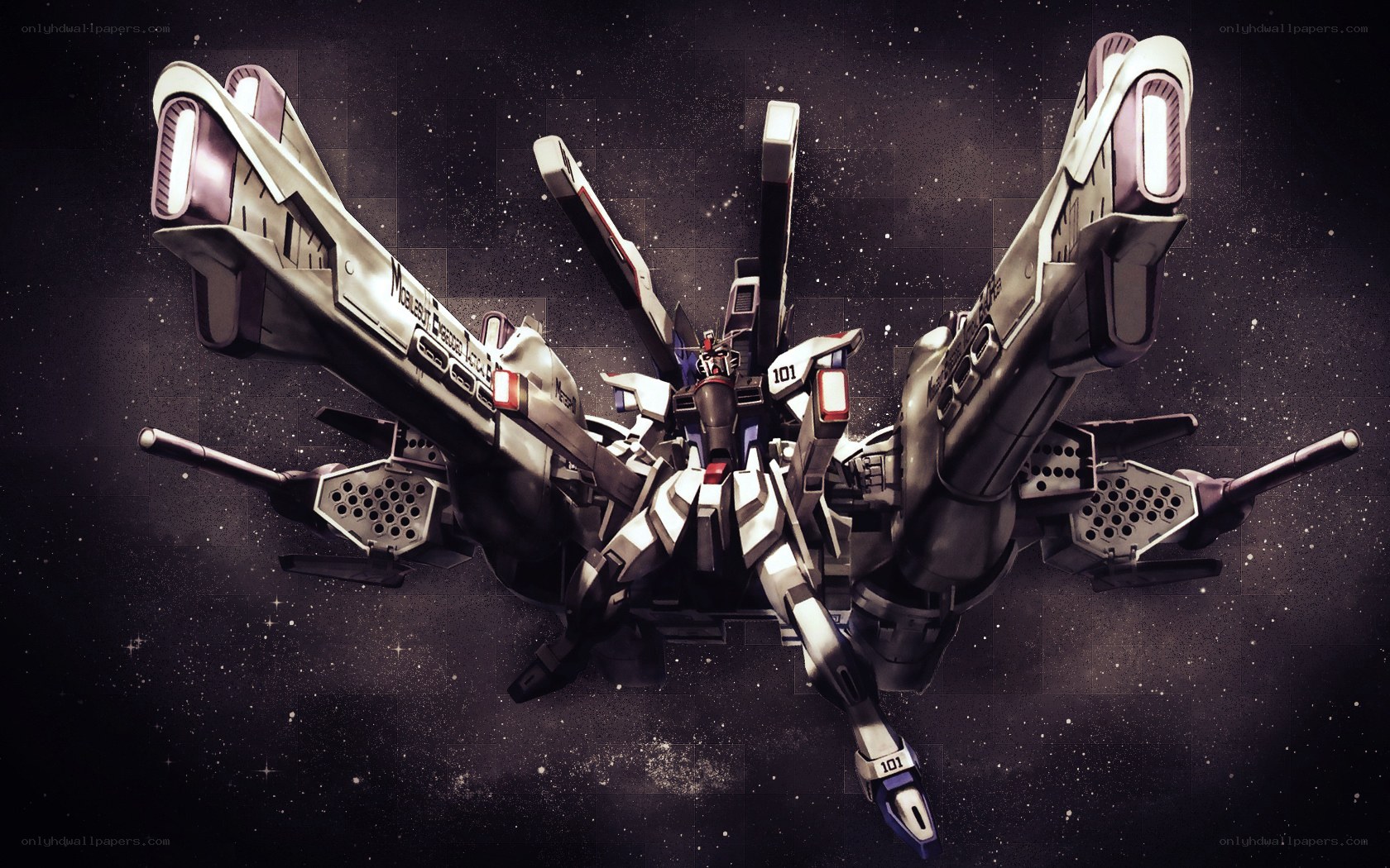 Gundam in space with wings