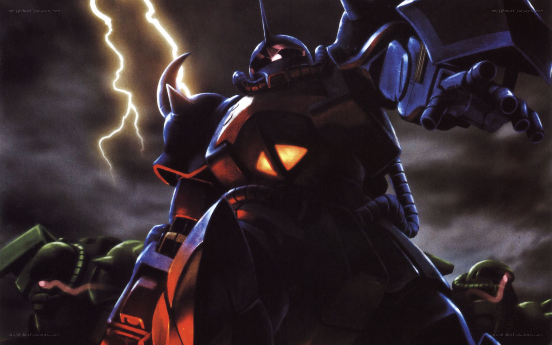 Gundam in stormy battle