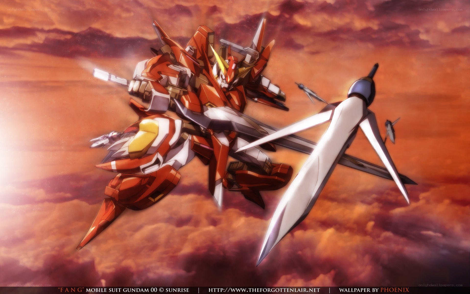 Gundam in sunset sky