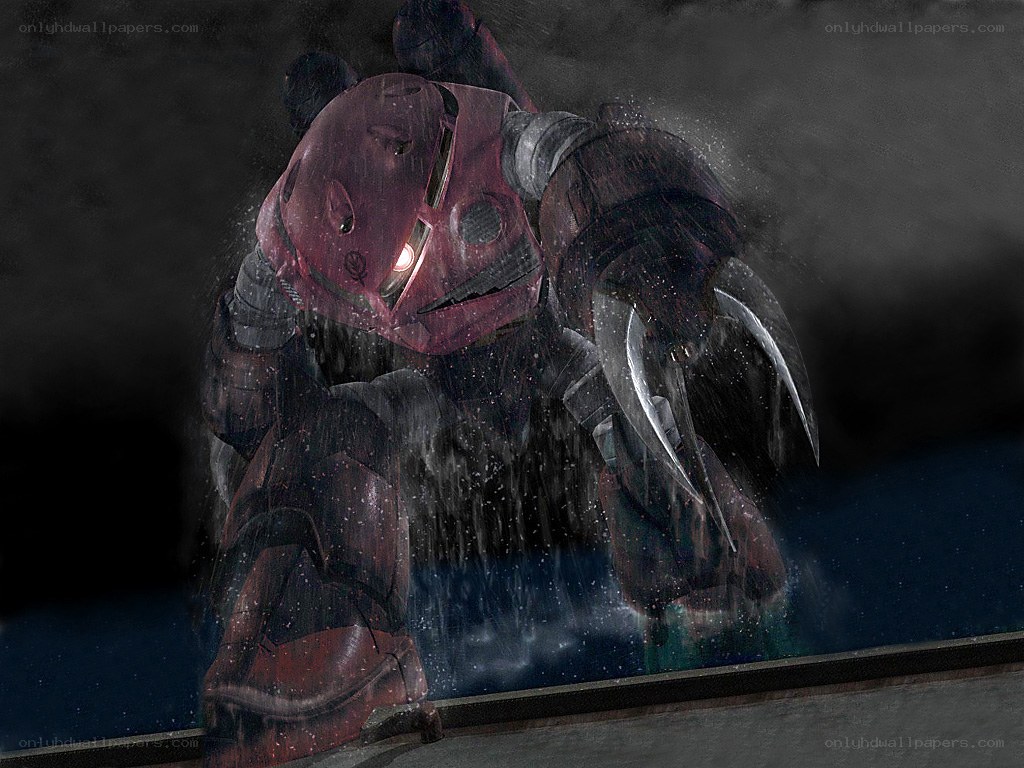 Gundam in the rain