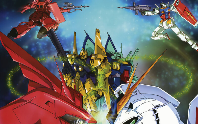 Gundam mecha battle scene