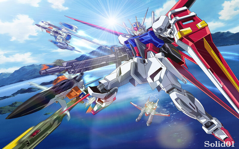 Gundam Mecha in Flight — Blue