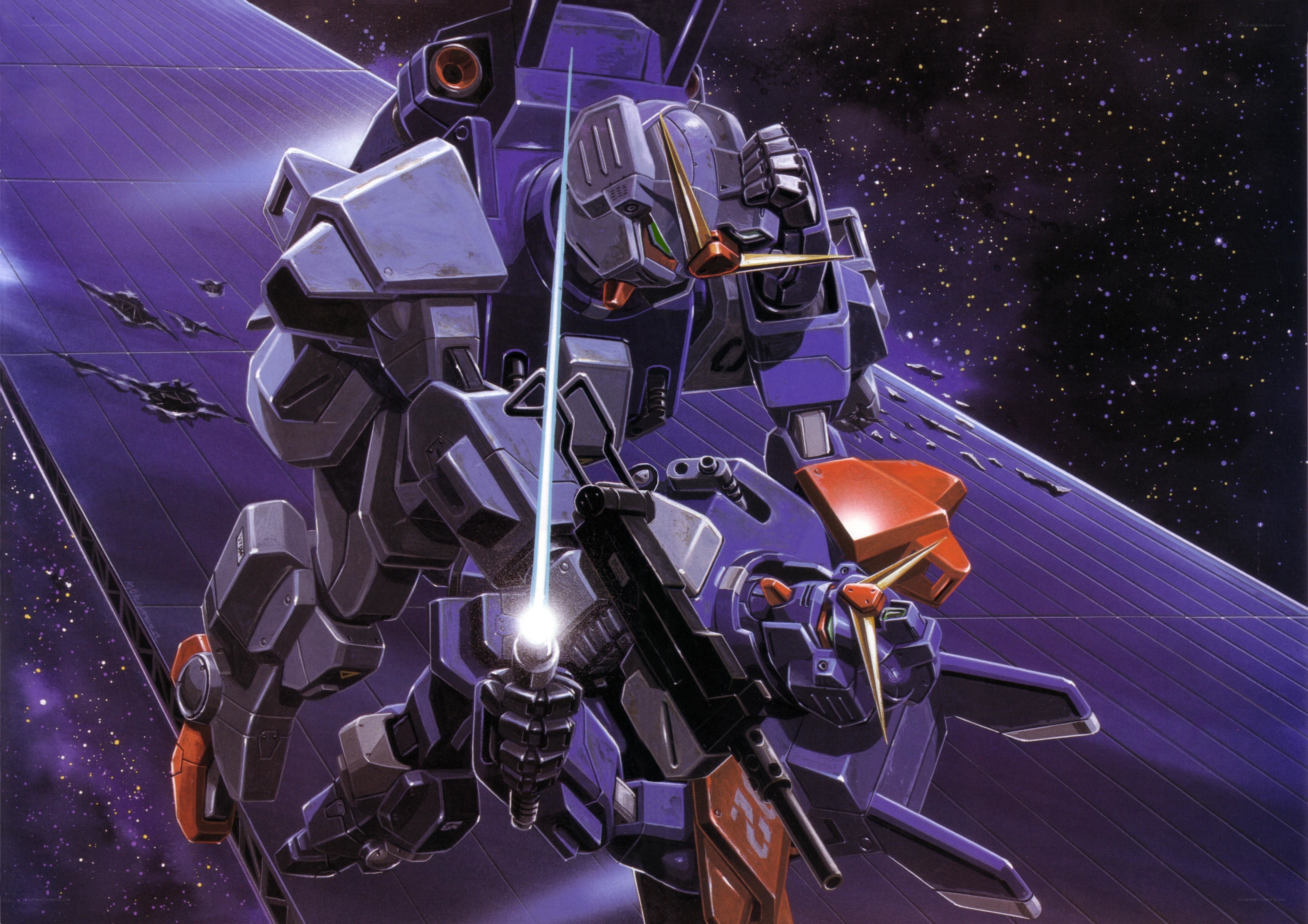 Gundam mecha in space