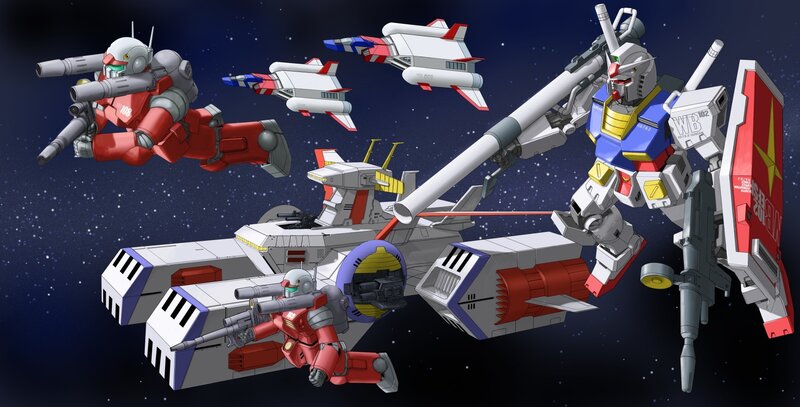 Gundam mecha in space