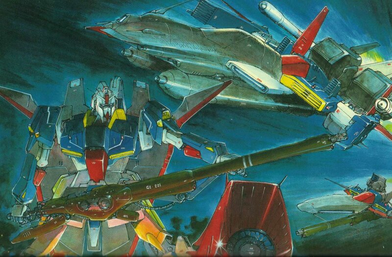 Gundam mecha in space battle