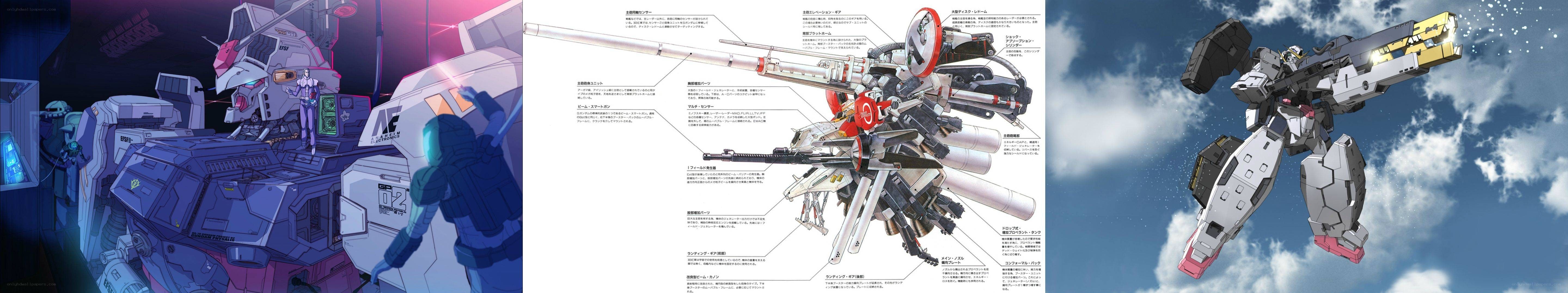 Gundam mecha in various scenes