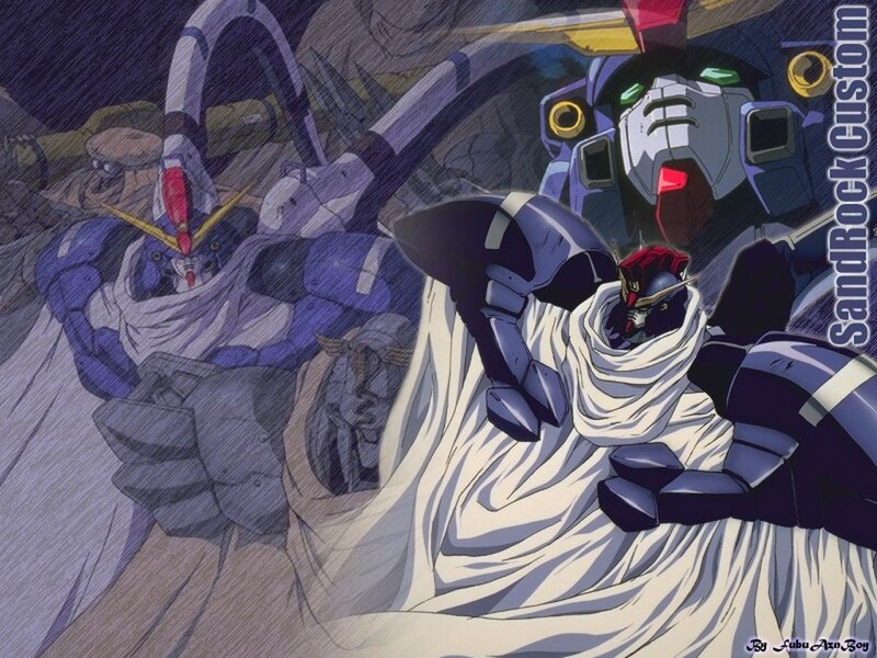 Gundam Mechs in Battle — Blue, Dramatic, Night