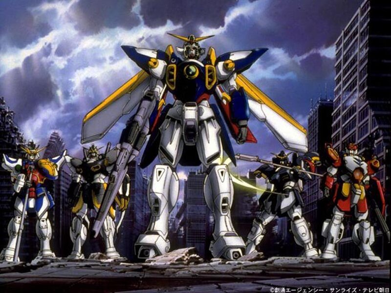 Gundam Mechs in City — Blue