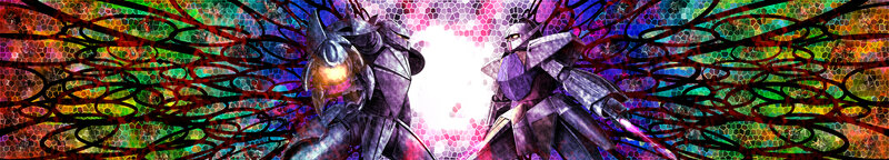 Gundam mechs in colorful battle