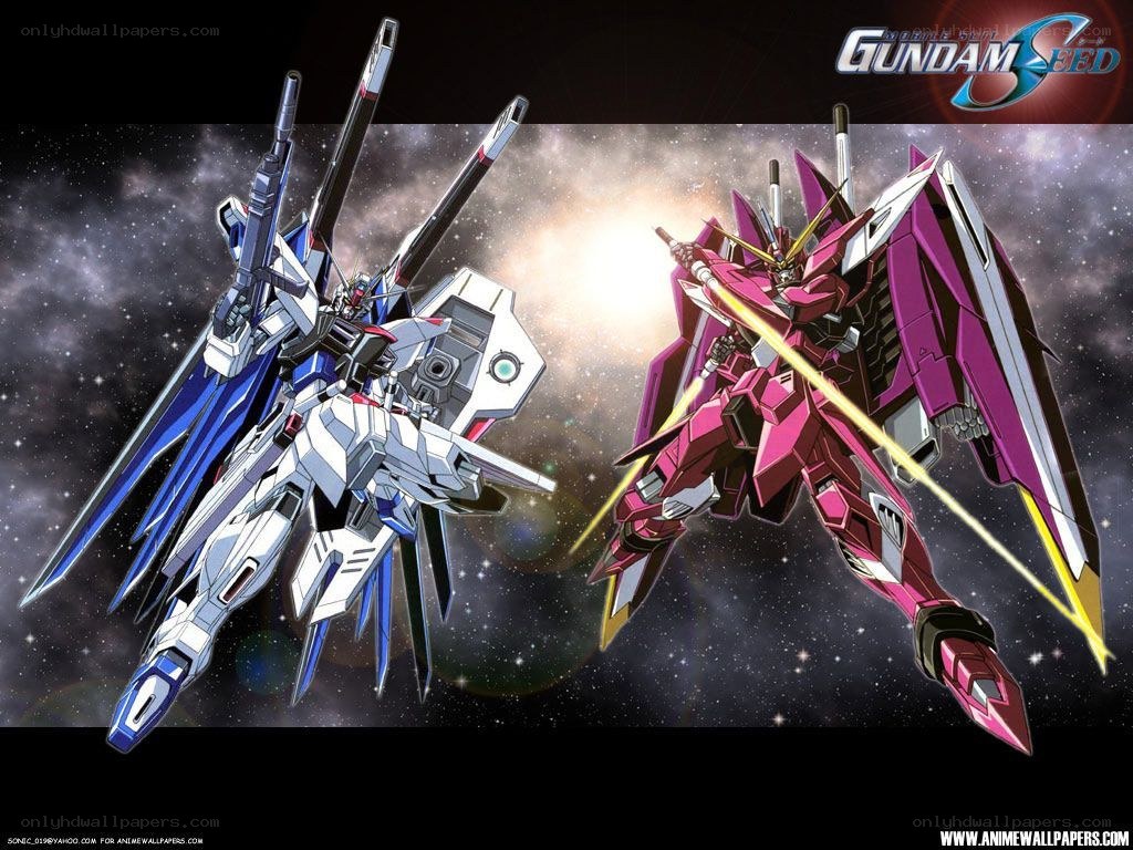 Gundam mechs in space