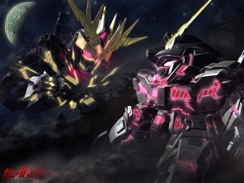 Gundam mechs in space battle