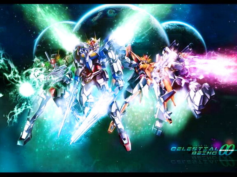 Gundam mechs in space battle