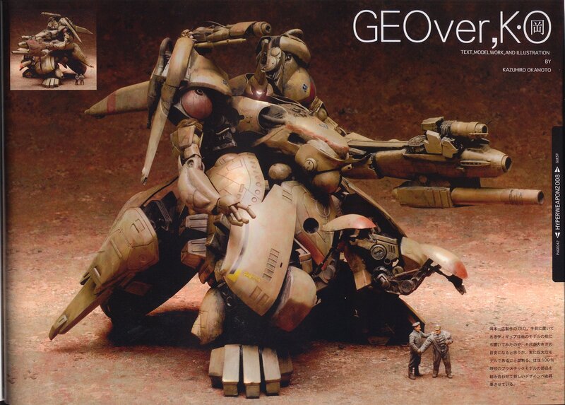Gundam model with weapons