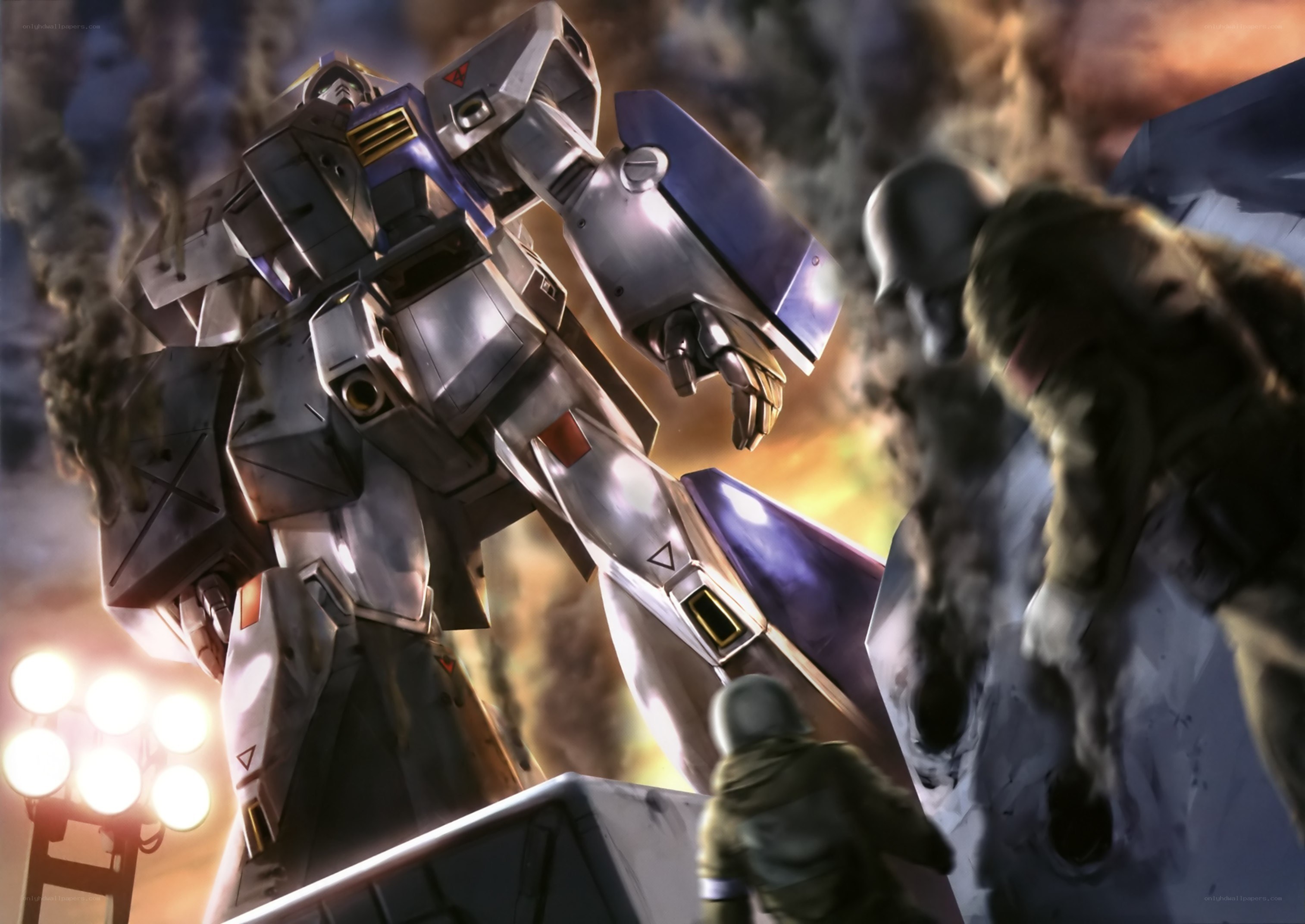Gundam robot in battle scene