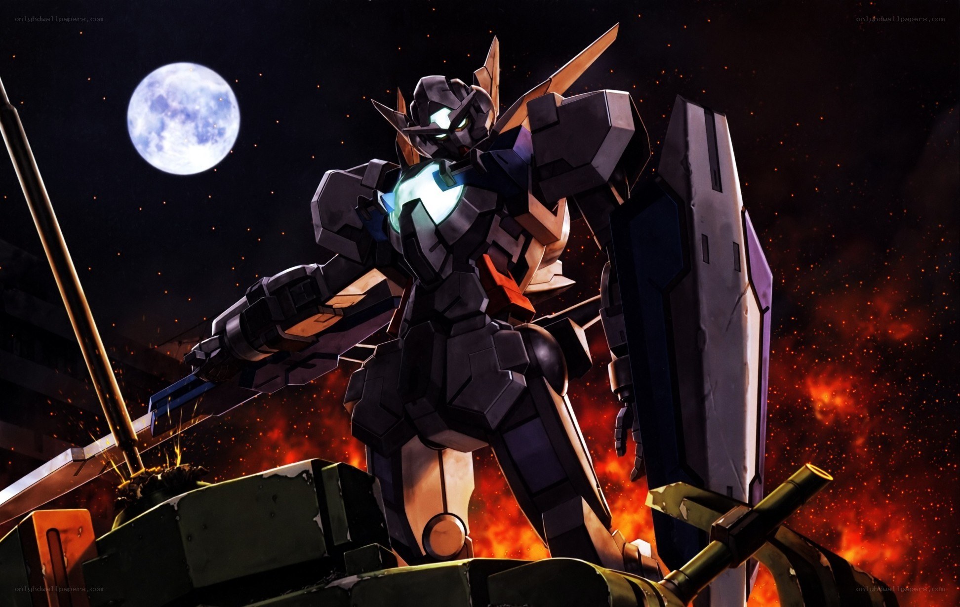 Gundam robot in battle