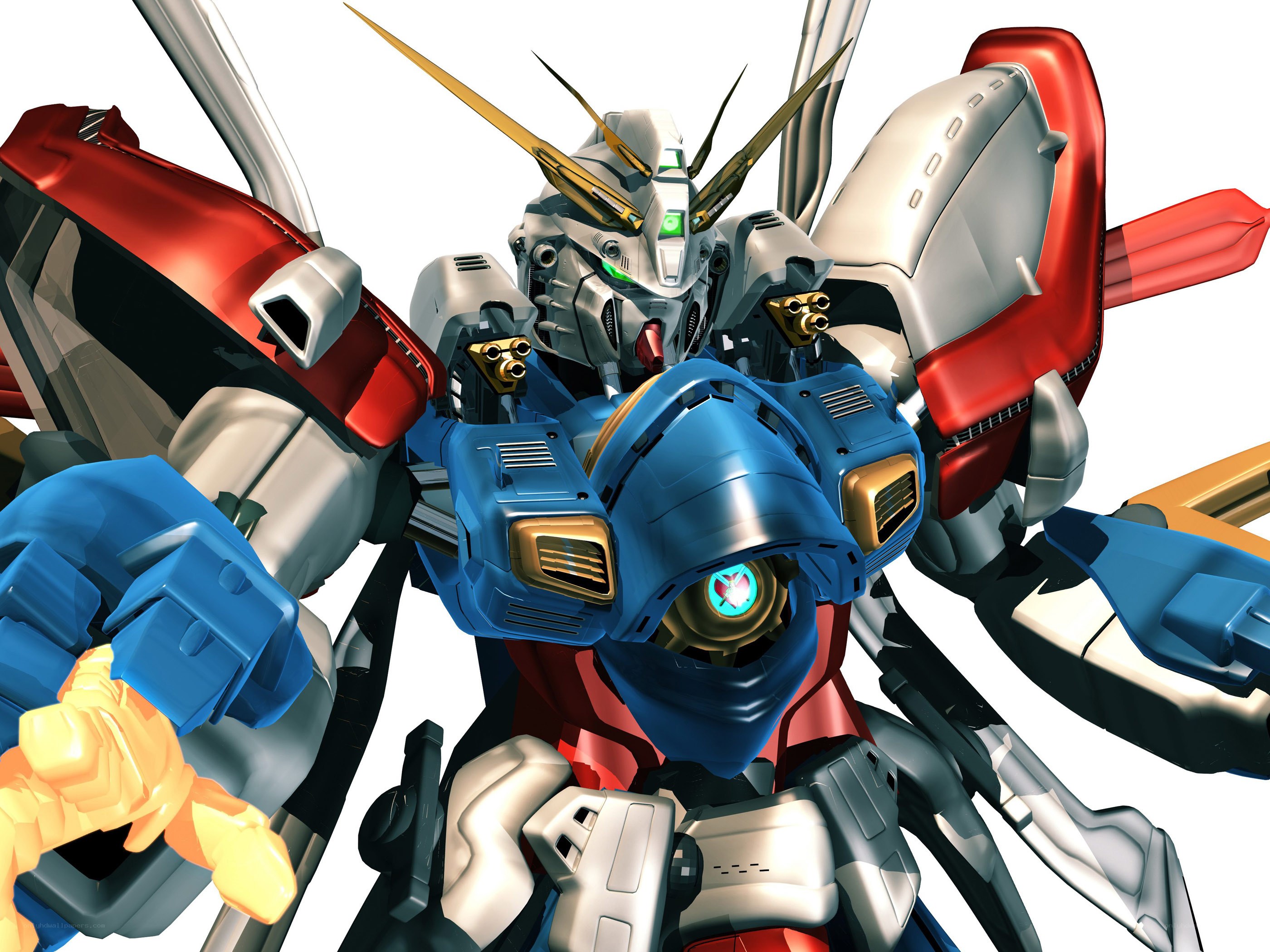 Gundam robot in combat stance