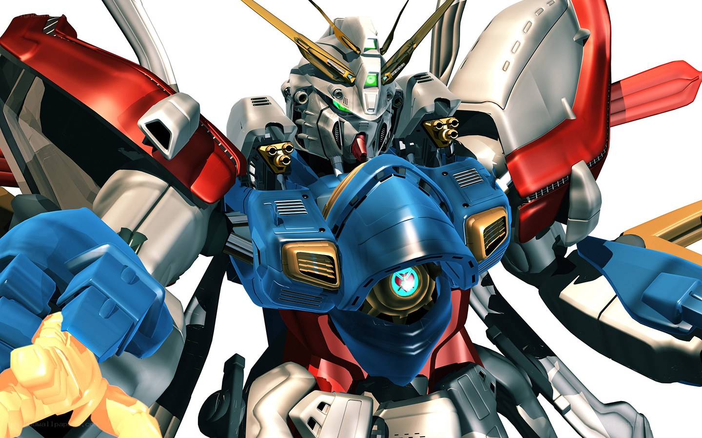 Gundam robot in combat stance