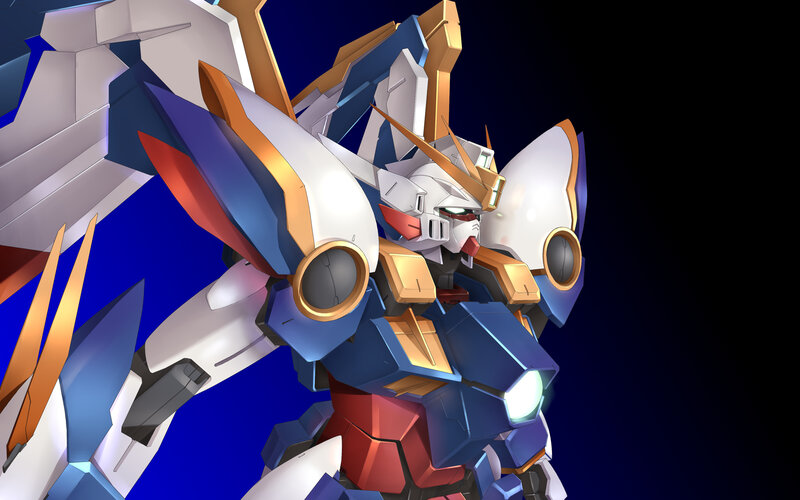 Gundam robot in dynamic pose