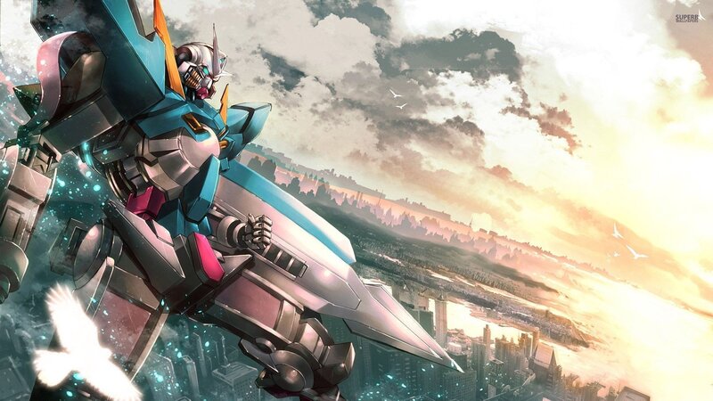 Gundam Robot in Flight — Blue