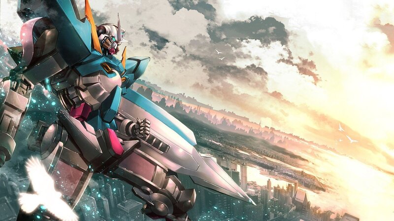 Gundam Robot in Flight