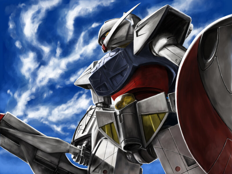 Gundam robot in sky