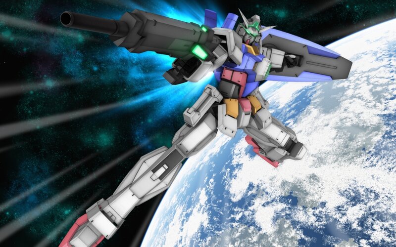 Gundam Robot in Space — Blue, Dramatic