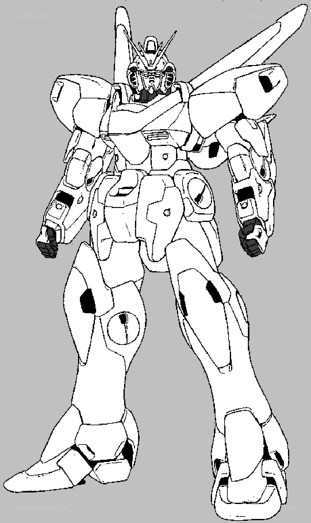 Gundam robot line art