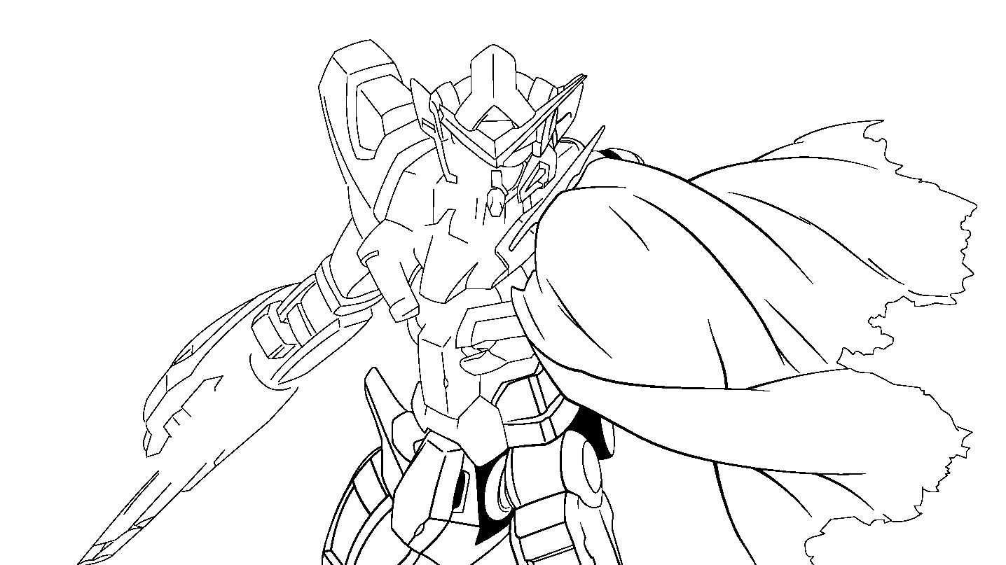 Gundam robot line art
