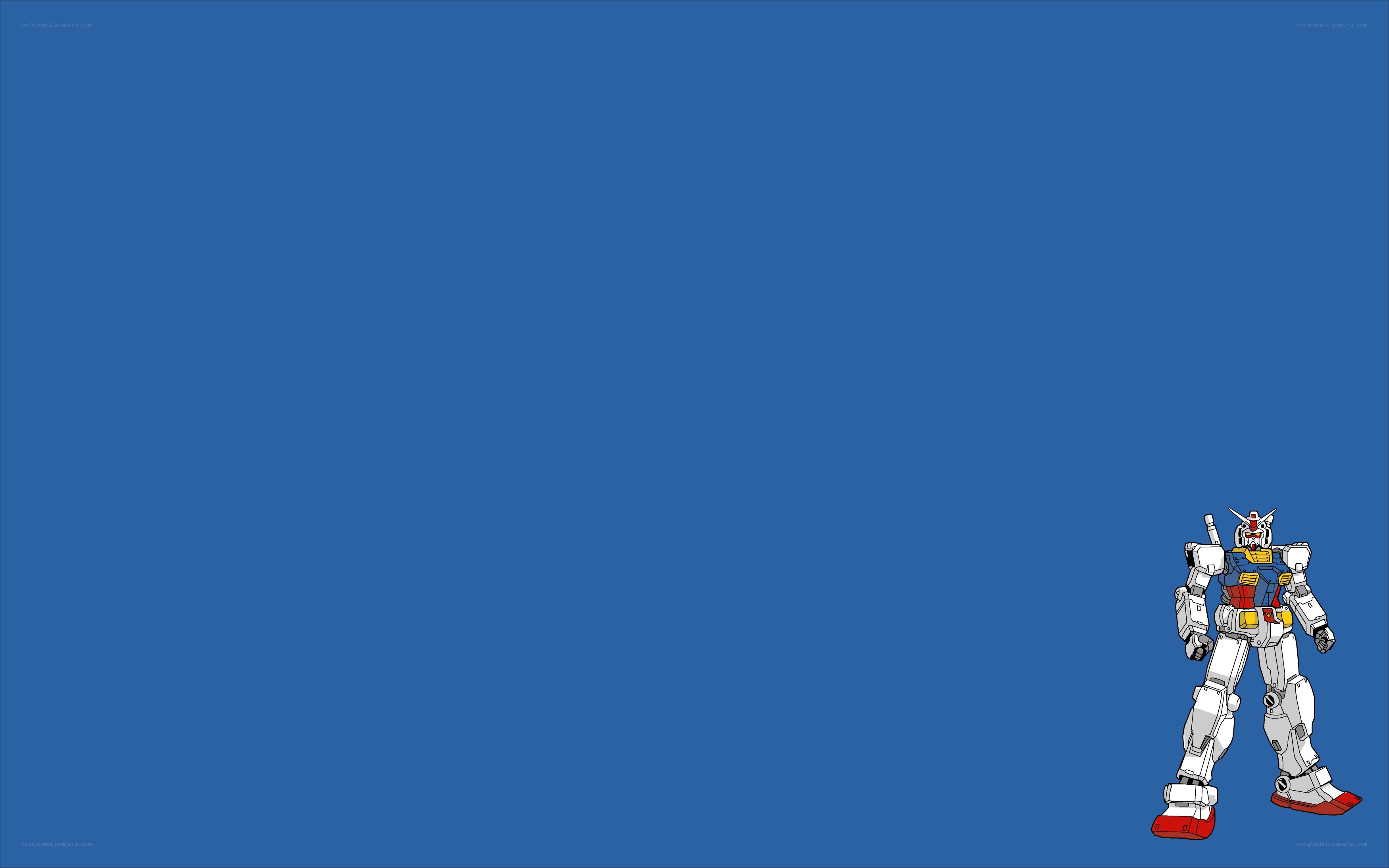 Gundam robot on blue background