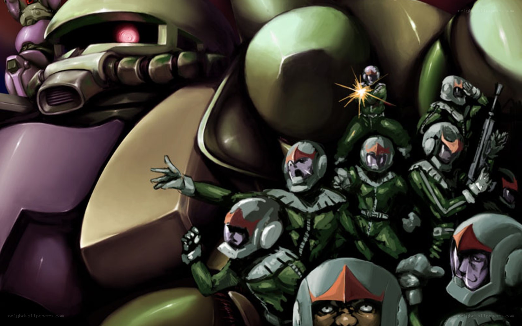 Gundam soldiers in combat