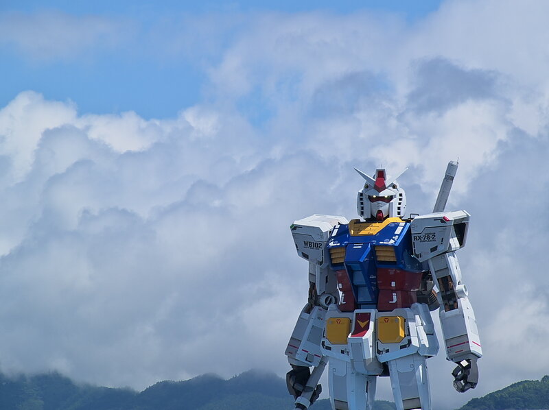 Gundam statue against sky
