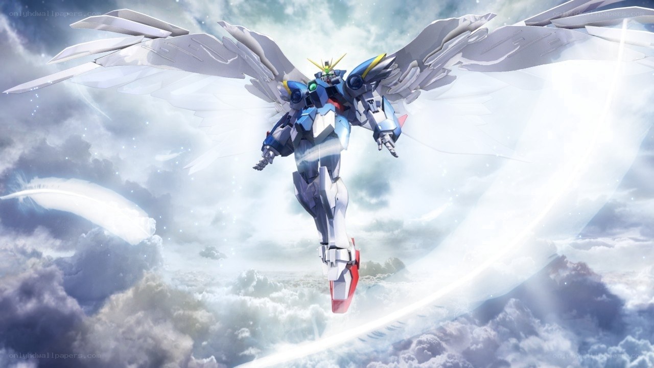 Gundam with angelic wings
