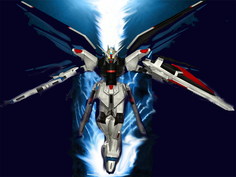 Gundam with energy wings