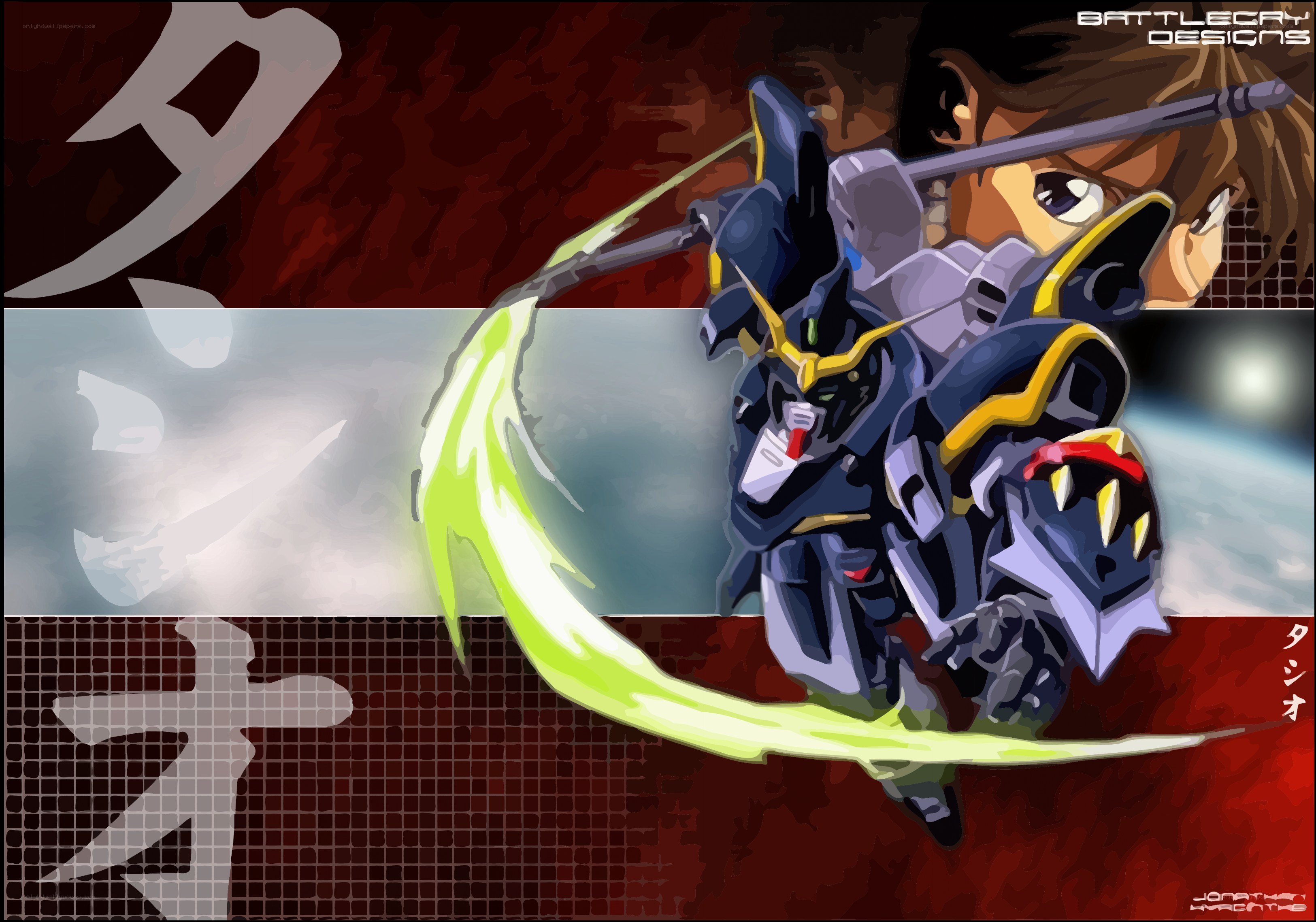 Gundam with glowing sword