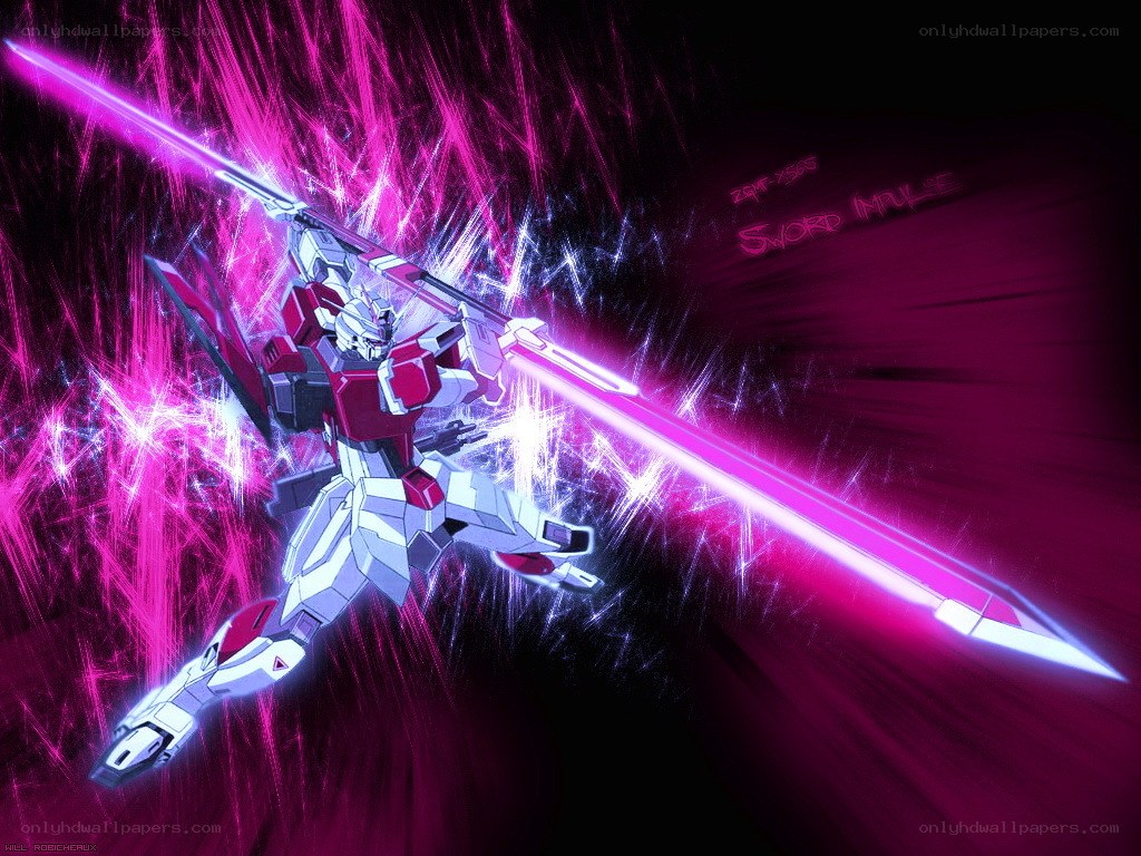 Gundam with glowing sword